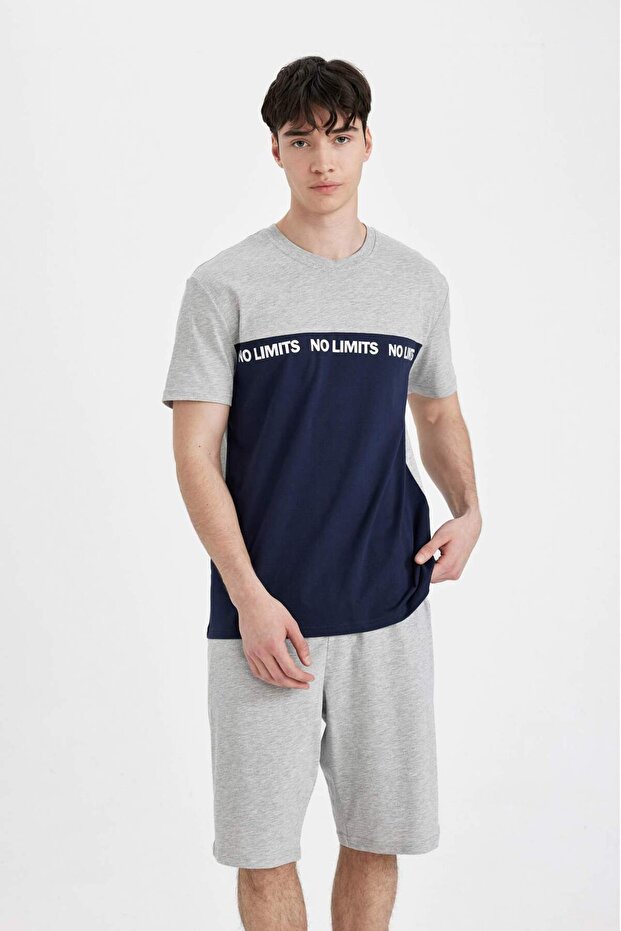 Regular Fit Pijama Takımı Baskılı Kısa Kollu Üst Şort C2879AX24SM - 3