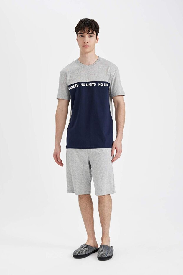 Regular Fit Pijama Takımı Baskılı Kısa Kollu Üst Şort C2879AX24SM - 1