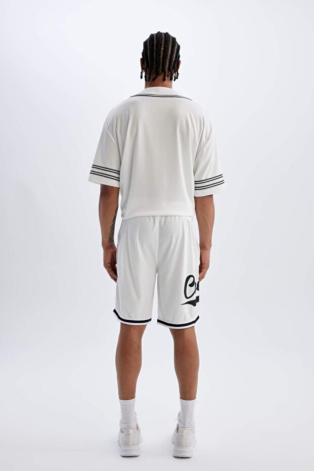 DeFactoFit Standart Fit Baskılı Sporcu Kısa Paça Ağır Kumaş Şort C1839AX24SM - 6