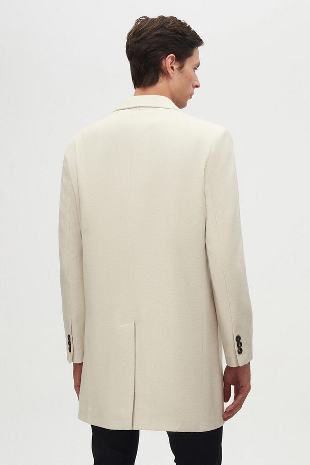 Ds Damat Regular Fit Ekru Mono Yaka Kaşe Kaban - 6