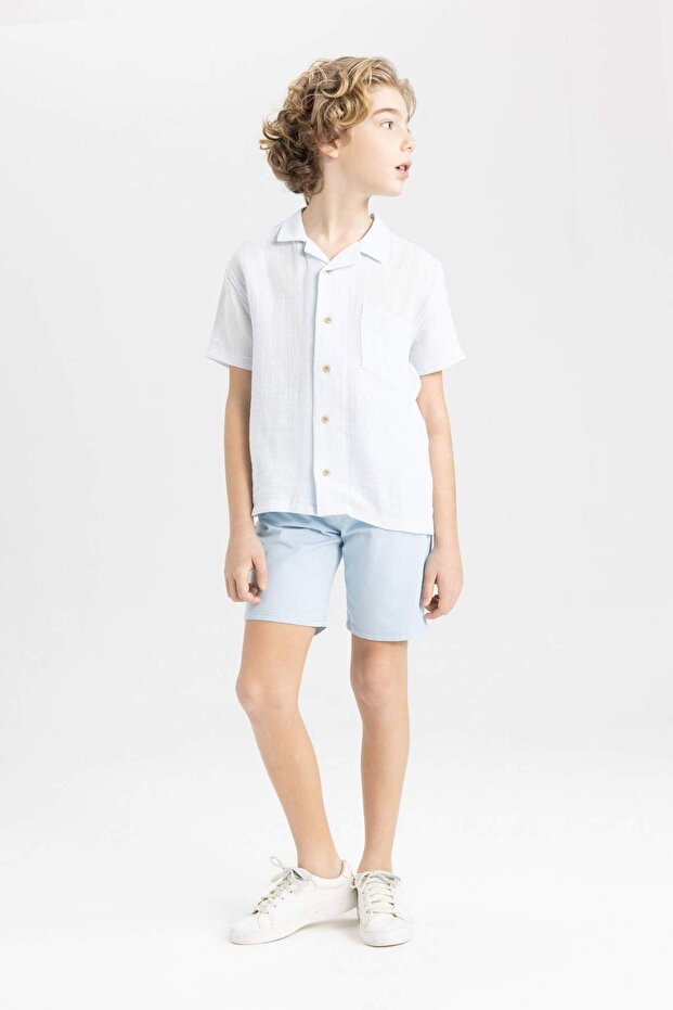Erkek Çocuk Cepli Basic Düz Gabardin Şort C2955A824SM - 2