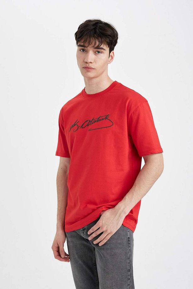 Regular Fit Bisiklet Yaka Atatürk Baskılı Kısa Kollu Tişört C5826AX24HS - 5