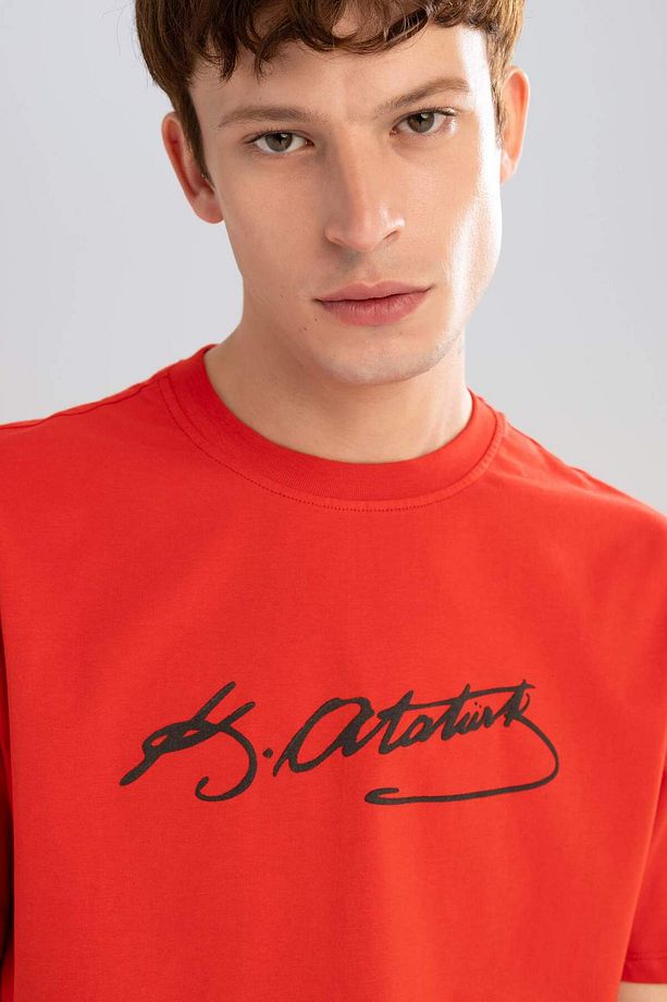 Regular Fit Bisiklet Yaka Atatürk Baskılı Kısa Kollu Tişört C5826AX24HS - 4