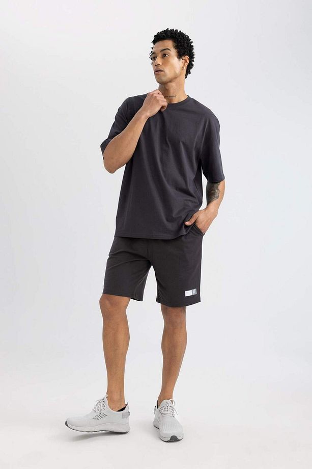 DeFactoFit Slim Fit Dar Kesim Kısa Paça Sweatshirt Kumaşı Şort A1625AX24SM - 5
