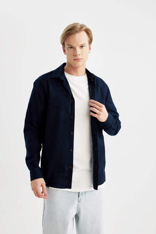 Regular Fit Pamuklu Cepli Uzun Kollu Gömlek B5587AX24SP - 4