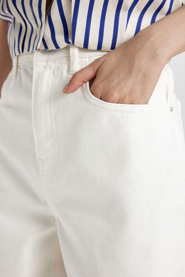 Yüksek Bel Jean Bermuda Şort C2455AX24SM - 6