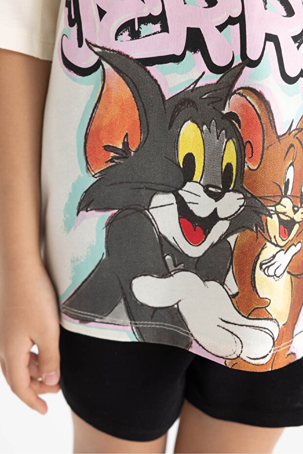 Kız Çocuk Tom & Jerry Pijama Takımı Kısa Kollu Üst Şort C2958A824SM - 5