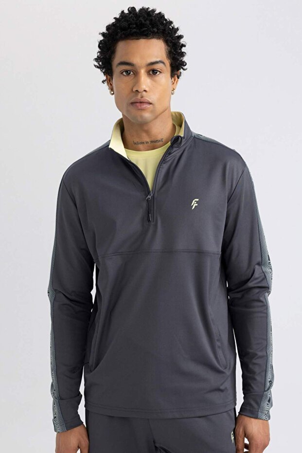 Heavy Fabric - Fit Slim Zip Printed Sweatshirt B5143Ax24Sp