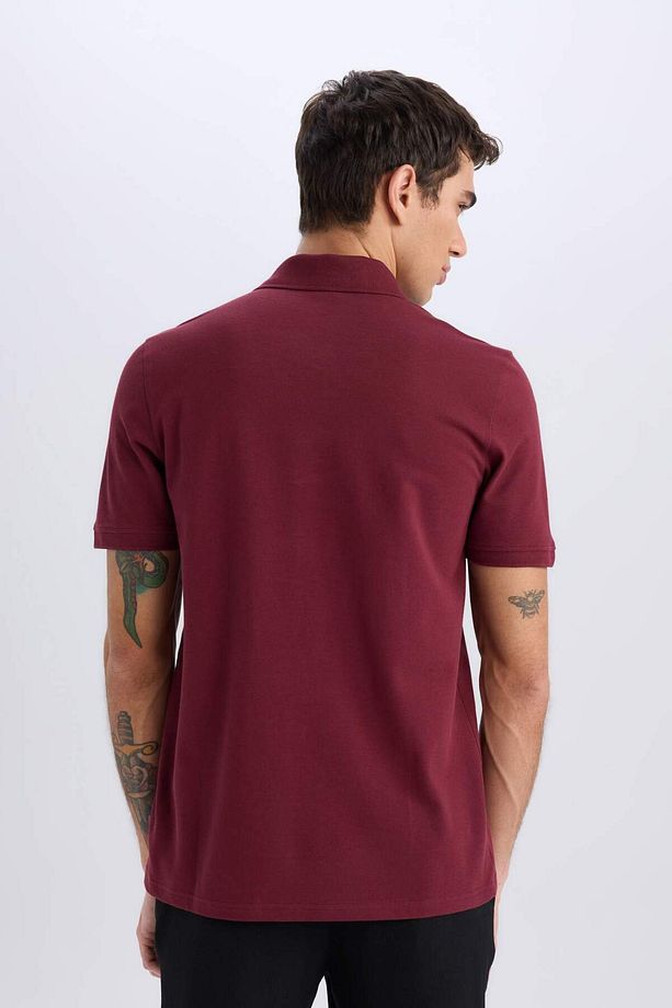 %100 Pamuk Regular Fit Polo Yaka Kısa Kollu Basic Düz Pike Kumaş Tişört C1293AX24SP - 6