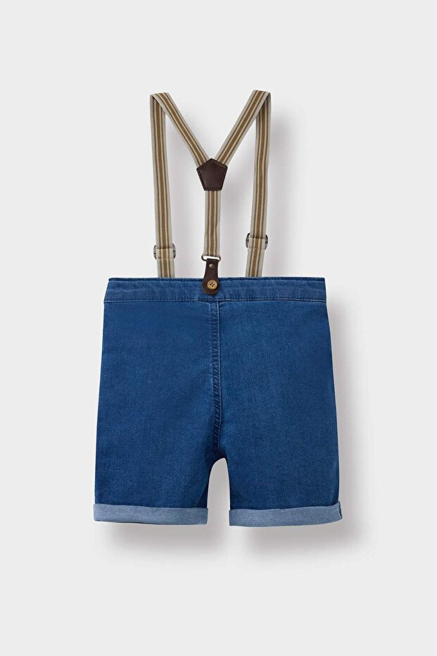 Erkek Bebek 2'li Takım Jean Şort Pantolon Askısı C2289A524SM - 3