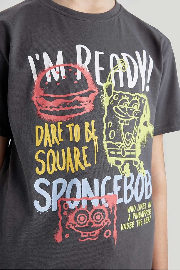 Erkek Çocuk SpongeBob Bisiklet Yaka Kısa Kollu Tişört C0517A824SM - 5