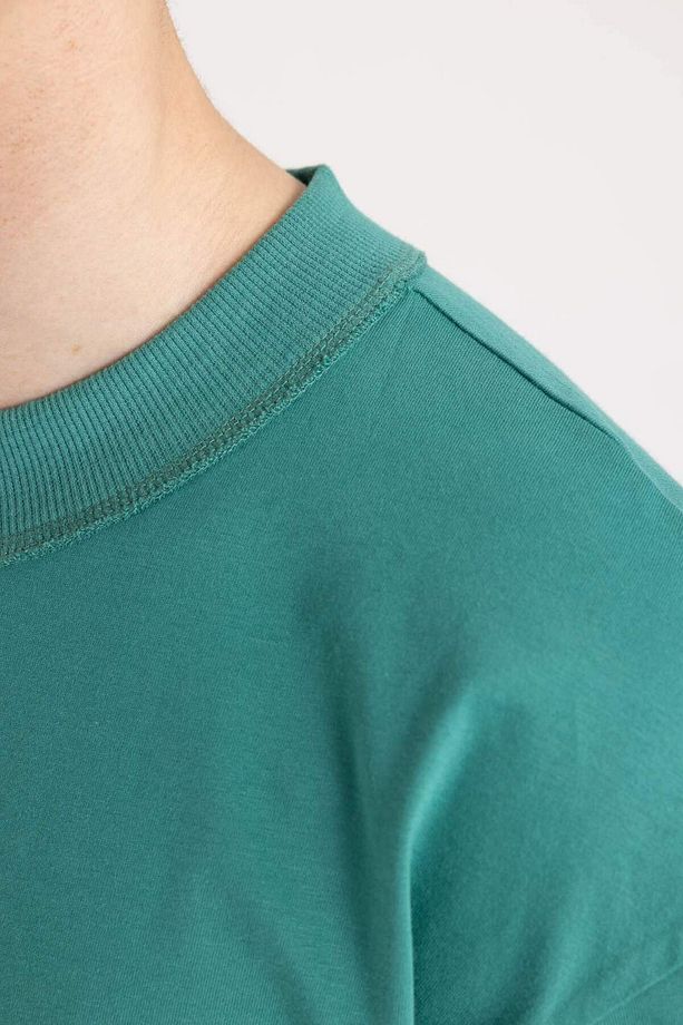 Boxy Fit Bisiklet Yaka Basic Düz Kısa Kollu Tişört C2562AX24SM - 5