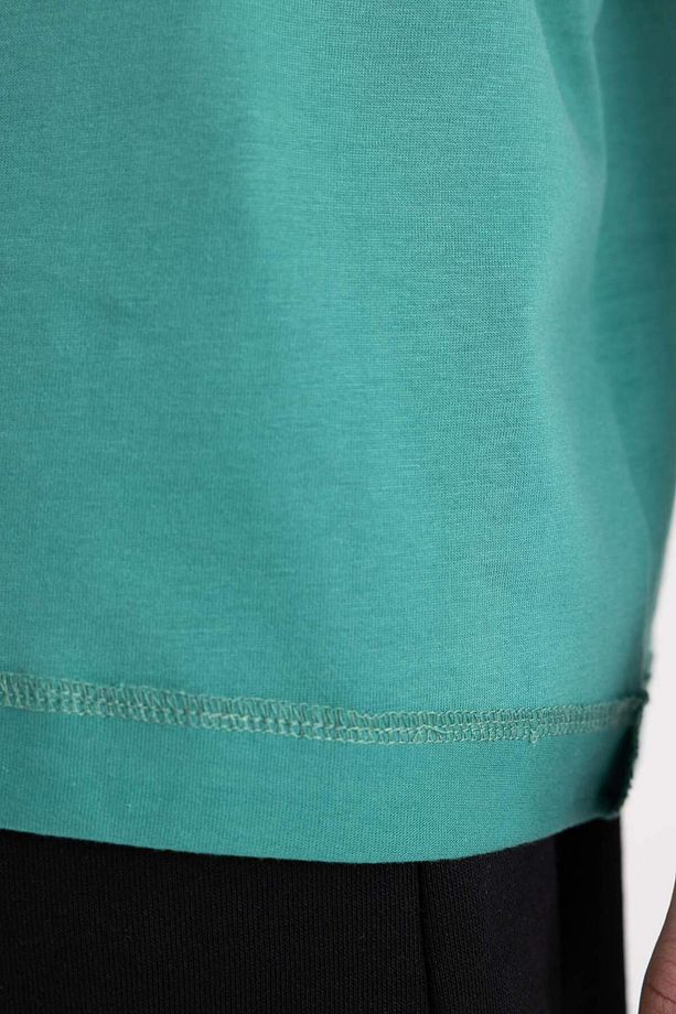 Boxy Fit Bisiklet Yaka Basic Düz Kısa Kollu Tişört C2562AX24SM - 6