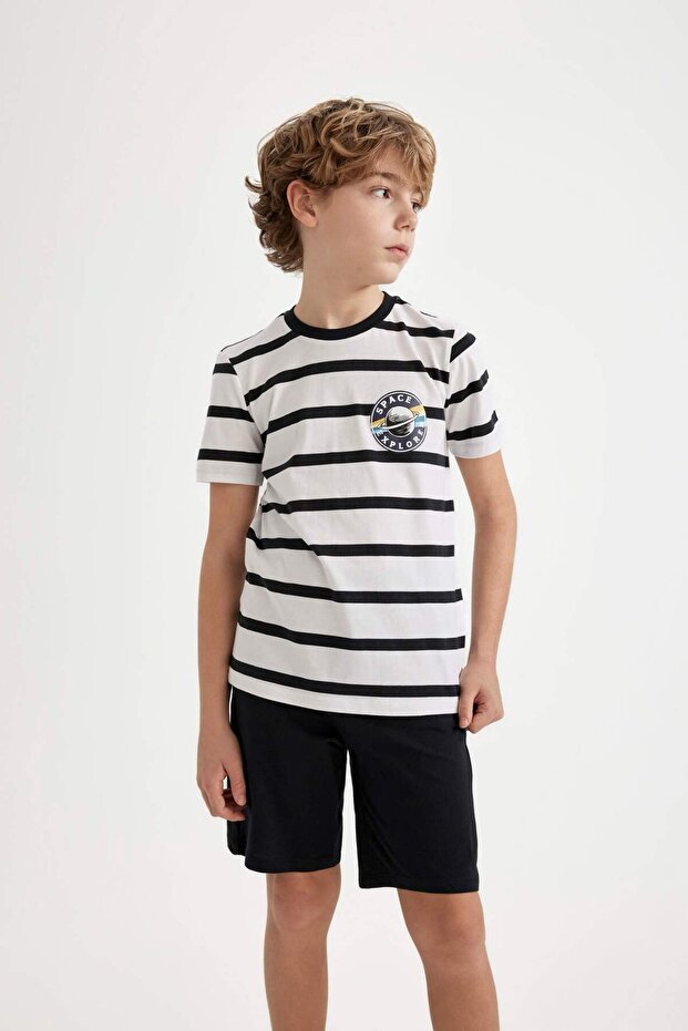 Erkek Çocuk Pijama Takımı Çizgili Kısa Kollu Üst Şort C2777A824SM - 3