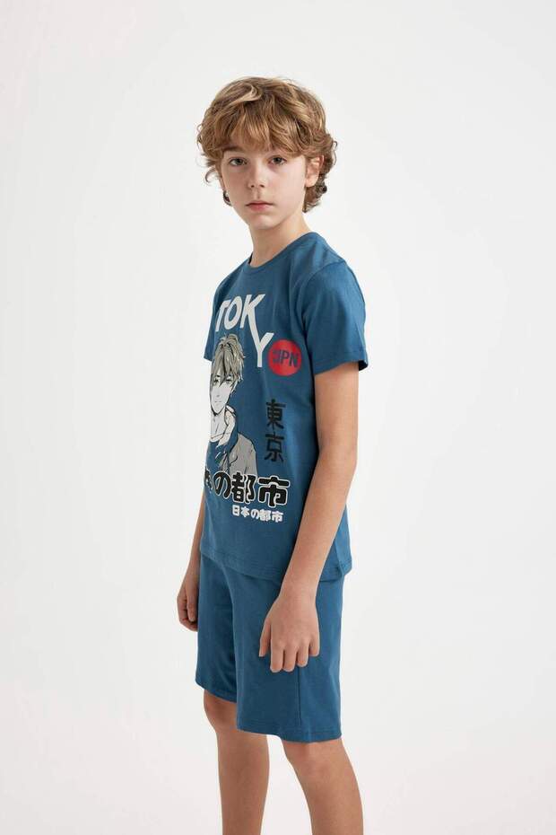Erkek Çocuk Pijama Takımı Baskılı Kısa Kollu Üst Şort C2783A824SM - 6