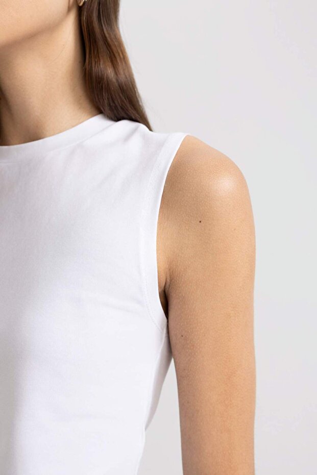 Crop Bisiklet Yaka Basic Düz Atlet C6205AX24SM - 4