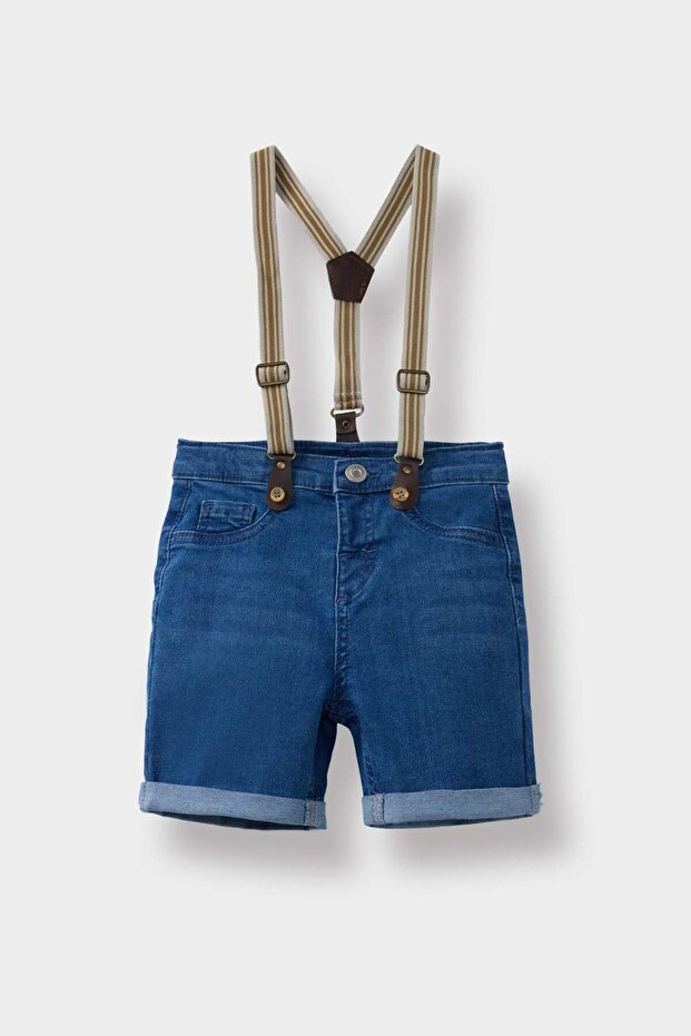 Erkek Bebek 2'li Takım Jean Şort Pantolon Askısı C2289A524SM - 1