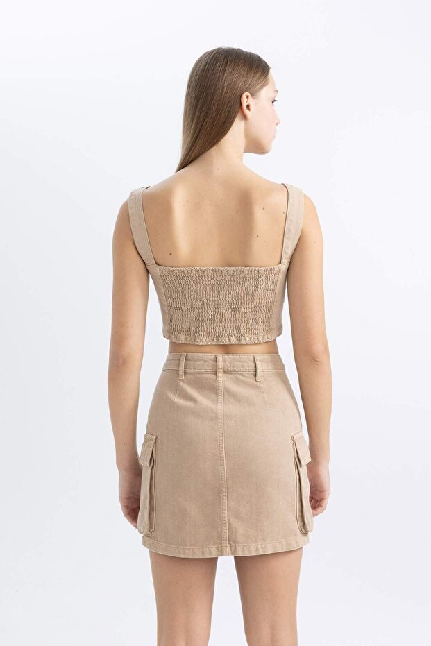 Coool Gabardin Askılı Crop Bluz C4455AX24SP - 8