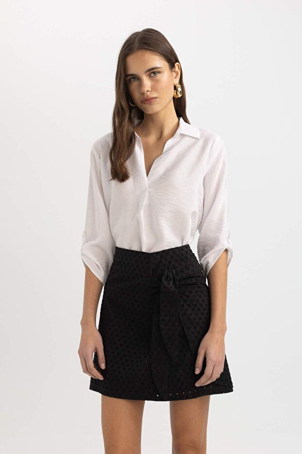 Regular Fit V Yaka Uzun Kollu Bluz C0081AX24SP - 4