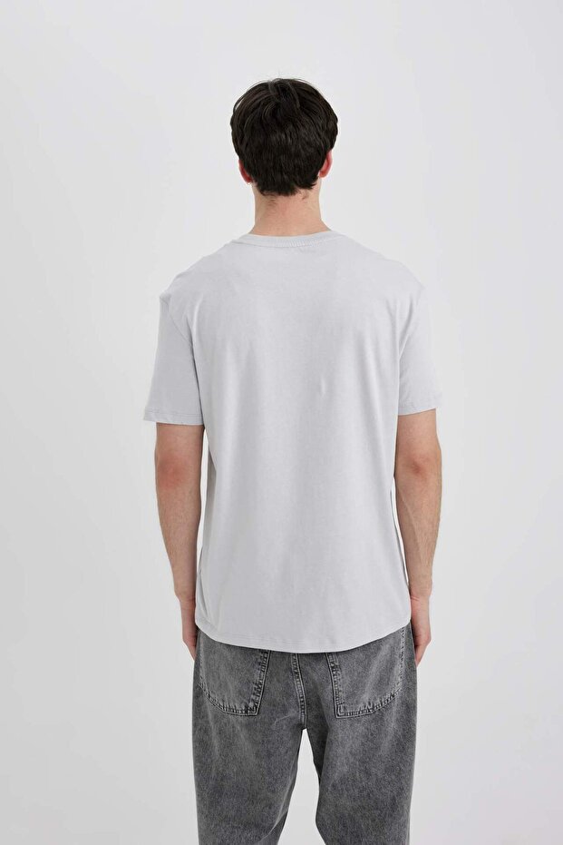 Regular Fit Bisiklet Yaka Baskılı Kısa Kollu Tişört C2083AX24SM - 4