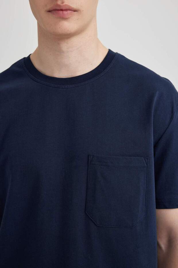 Regular Fit Pijama Takımı Basic Düz Kısa Kollu Üst Beli Lastikli Desenli Uzun Alt B7278AX24SP - 5