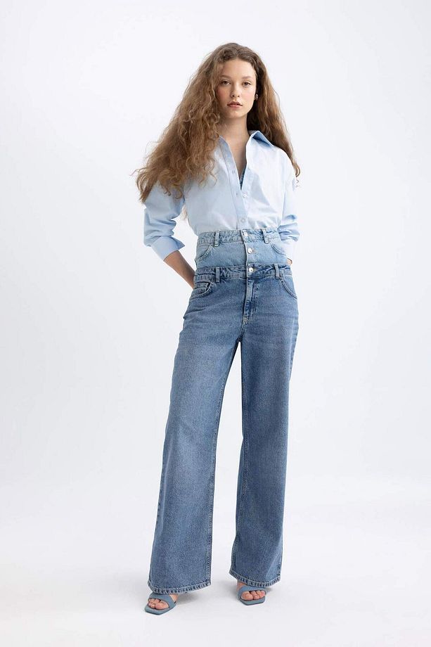 90s Wide Leg Yüksek Bel Geniş Bol Paça Uzun Jean Pantolon C5718AX24SP - 5