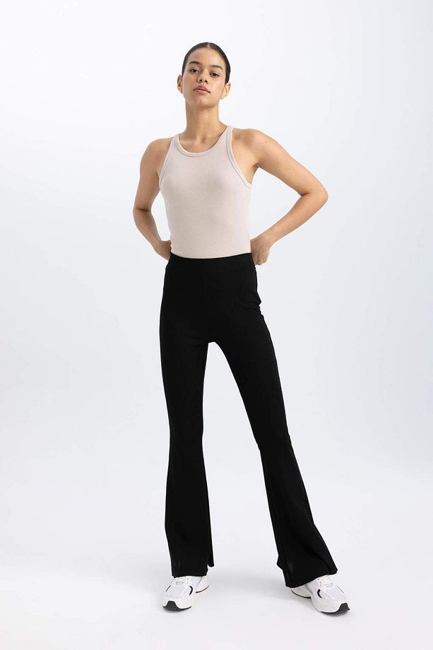 DeFactoFit Flare Fit Standart Boy Ribana Sporcu İnce Pantolon İspanyol Paça B9023AX24SM - 3