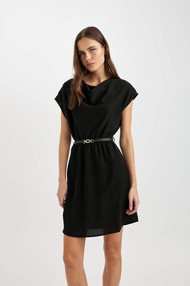 Degaje Yaka Krep Kolsuz Mini Elbise C5669AX24SP - 4