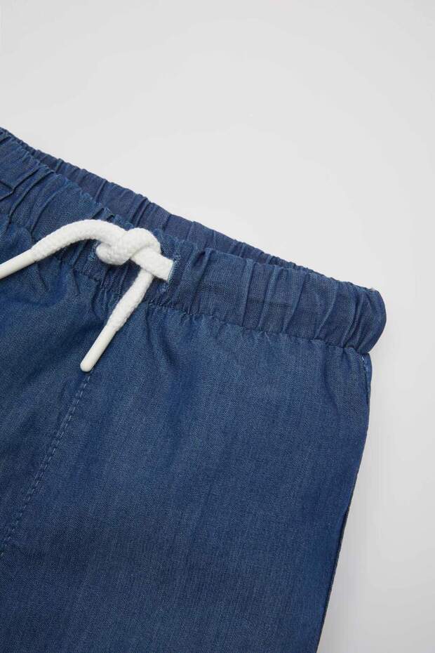 Erkek Bebek Basic Düz Beli Bağcıklı Jean Şort C2281A524SM - 4