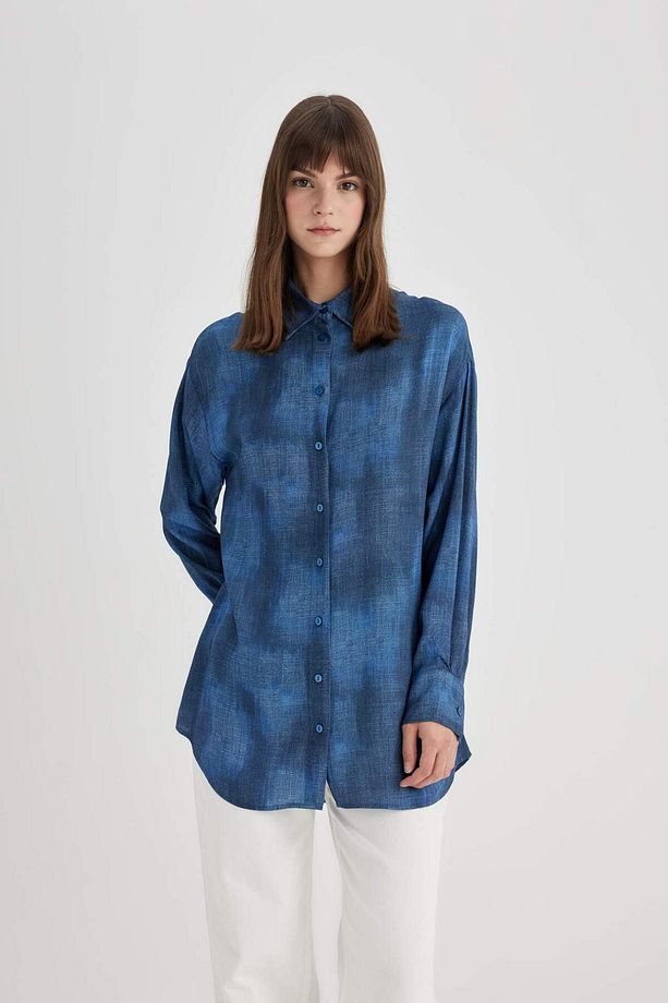 Relax Fit Desenli Uzun Kollu Gömlek Tunik C3983AX24SP - 3