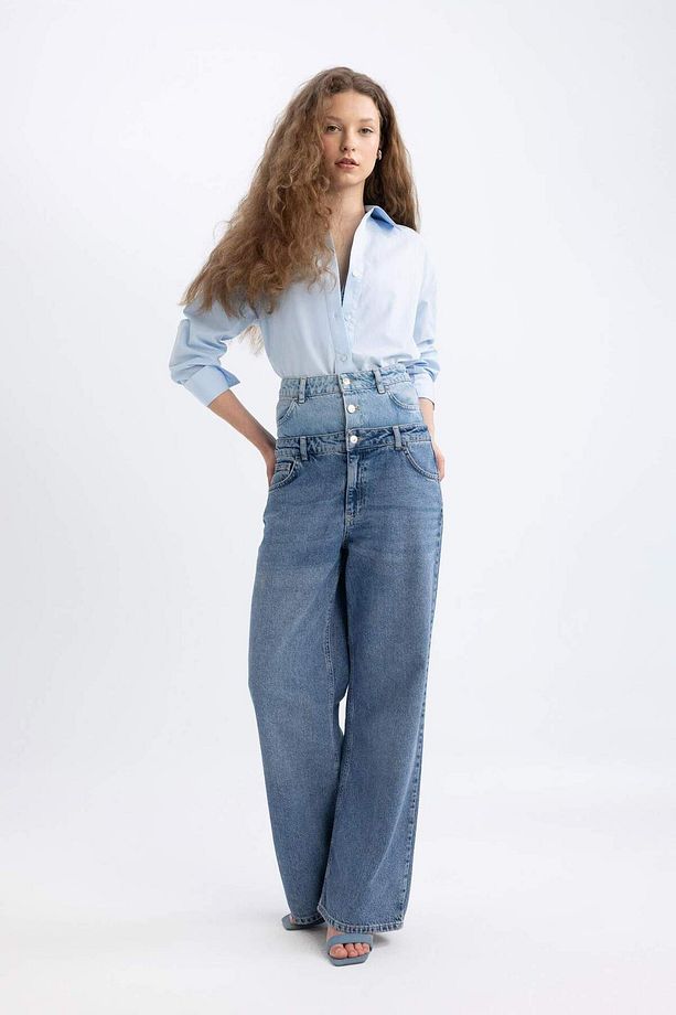 90s Wide Leg Yüksek Bel Geniş Bol Paça Uzun Jean Pantolon C5718AX24SP - 4