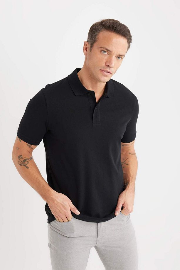 %100 Pamuk Regular Fit Polo Yaka Kısa Kollu Basic Düz Pike Kumaş Tişört C1293AX24SP - 3