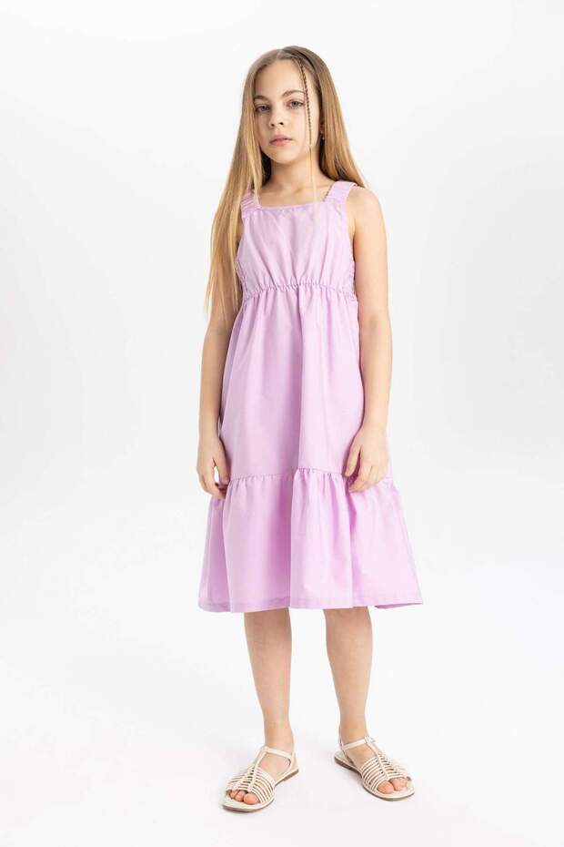 Kız Çocuk Poplin Askılı Elbise B4476A824SM - 4