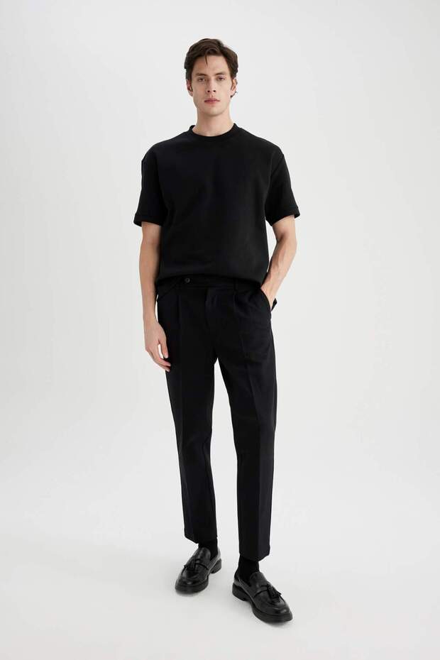 Twill Yazlık Kumaş Pantolon Tailored Regular Fit Normal Kesim Keten Karışımlı Düz Paça B6670AX24SP - 1