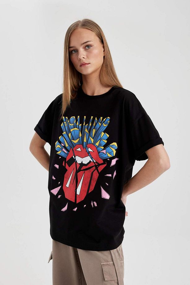 Rolling Stones Oversize Geniş Kalıp Bisiklet Yaka Kısa Kollu Tişört C3771AX24SM - 4