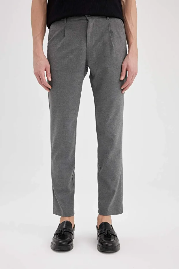 Yazlık Kumaş Pileli Pantolon Tailored Regular Fit Normal Kesim Basic Düz Cepli Düz Paça A7273AX24SP - 3