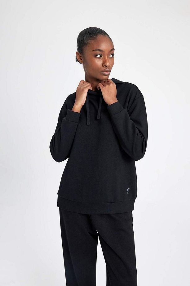 DeFactoFit Standart Fit Kapüşonlu Baskılı Skuba Dalgıç Kumaş Sporcu Sweatshirt B4667AX24SP - 4