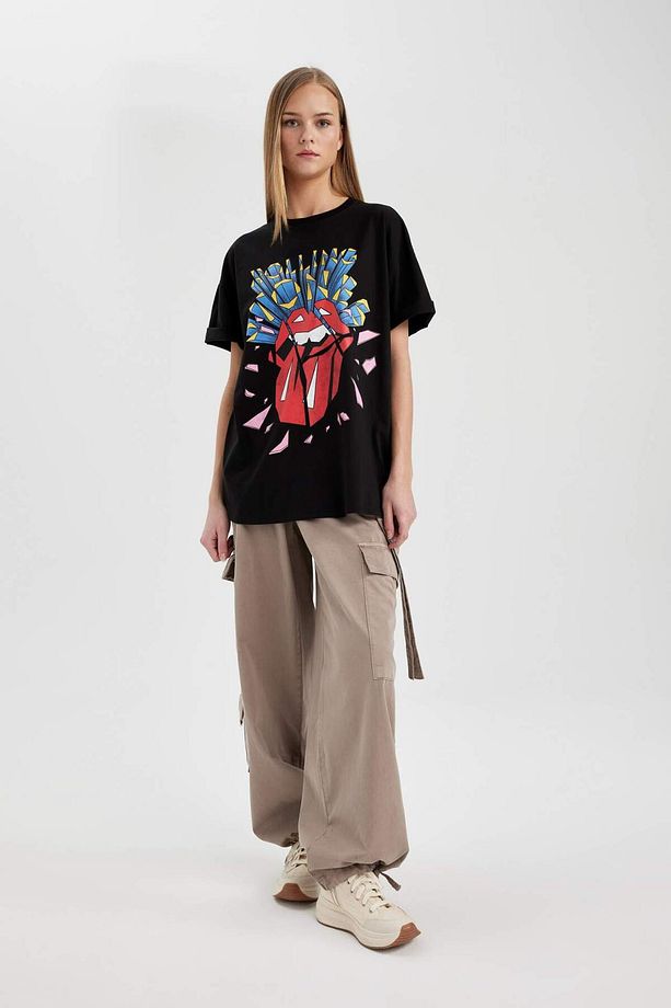 Rolling Stones Oversize Geniş Kalıp Bisiklet Yaka Kısa Kollu Tişört C3771AX24SM - 2