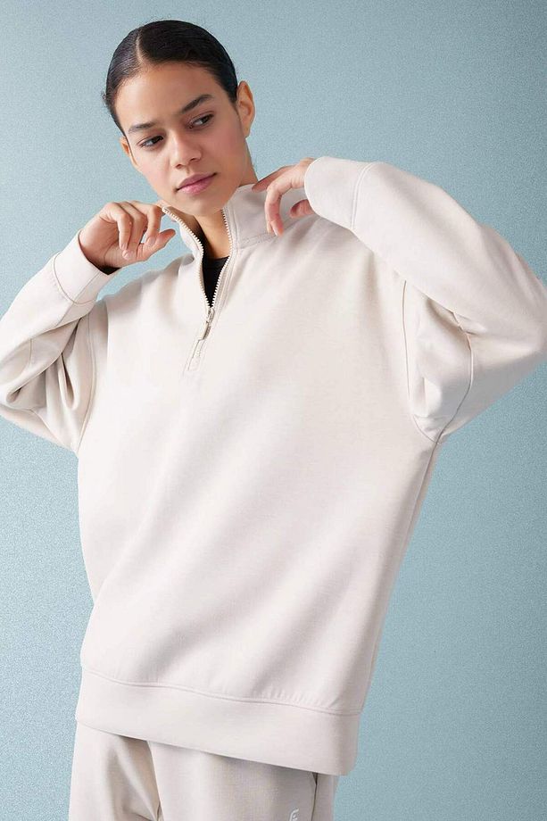 DeFactoFit Oversize Geniş Kalıp Dik Yaka Sporcu Sweatshirt B7756AX24SP - 1