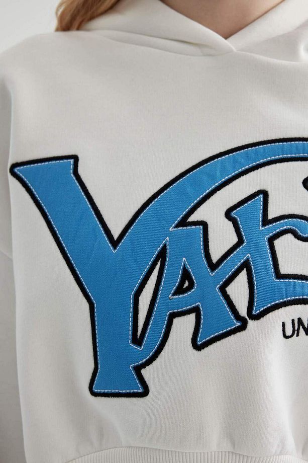 Coool Yale University Oversize Geniş Kalıp Kapüşonlu Crop Sweatshirt C3092AX24SP - 8