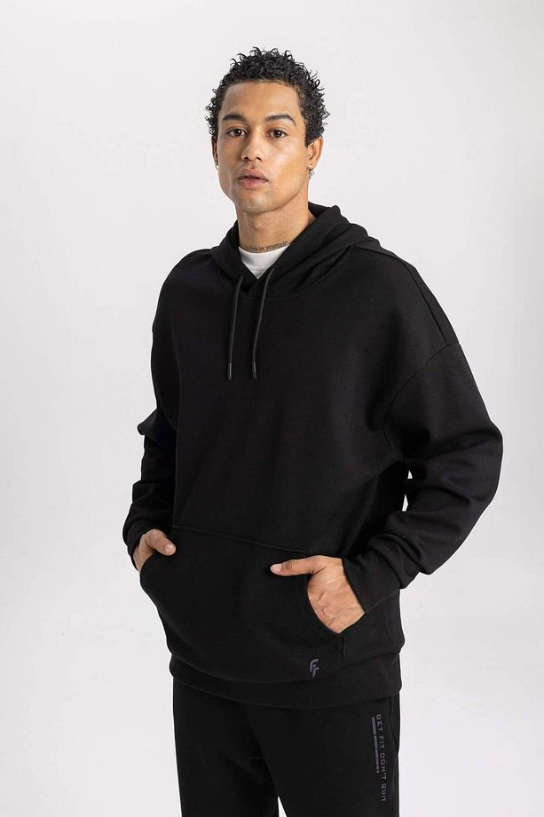 DeFactoFit Oversize Geniş Kalıp Kapüşonlu Baskılı Cepli Sporcu Sweatshirt B4770AX24SP - 5