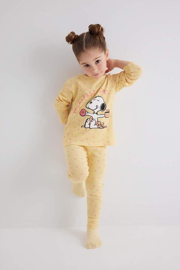 Kız Bebek Pijama Takımı Snoopy Fitilli Kaşkorse Uzun Kollu Üst Uzun Alt B9781A524SP - 2