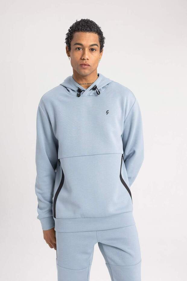 DeFactoFit Standart Fit Bisiklet Yaka Skuba Dalgıç Kumaş Sporcu Sweatshirt B4757AX24SP - 6