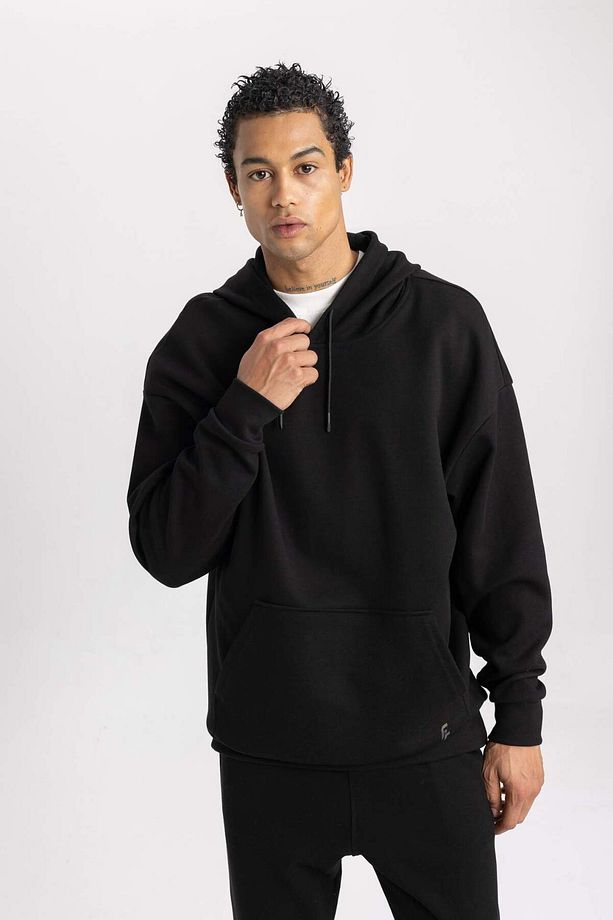 DeFactoFit Oversize Geniş Kalıp Kapüşonlu Baskılı Cepli Sporcu Sweatshirt B4770AX24SP - 3
