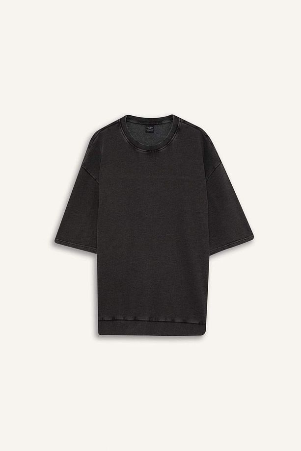 Loose Fit Bisiklet Yaka Yıkamalı Soluk Efektli Kısa Kollu Tişört C0709AX24SP - 7