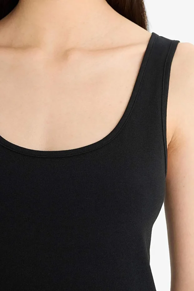 Regular Fit Pamuklu Basic Düz Siyah İç Atlet-Fall in Love R9041AZ24SP - 5