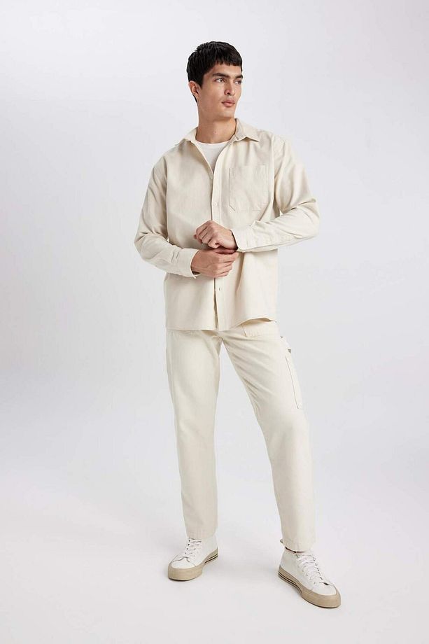 Yazlık Kanvas Pantolon Straight Fit Normal Kalıp Normal Bel Boru Paça Basic Düz Cepli B2156AX24SP - 5