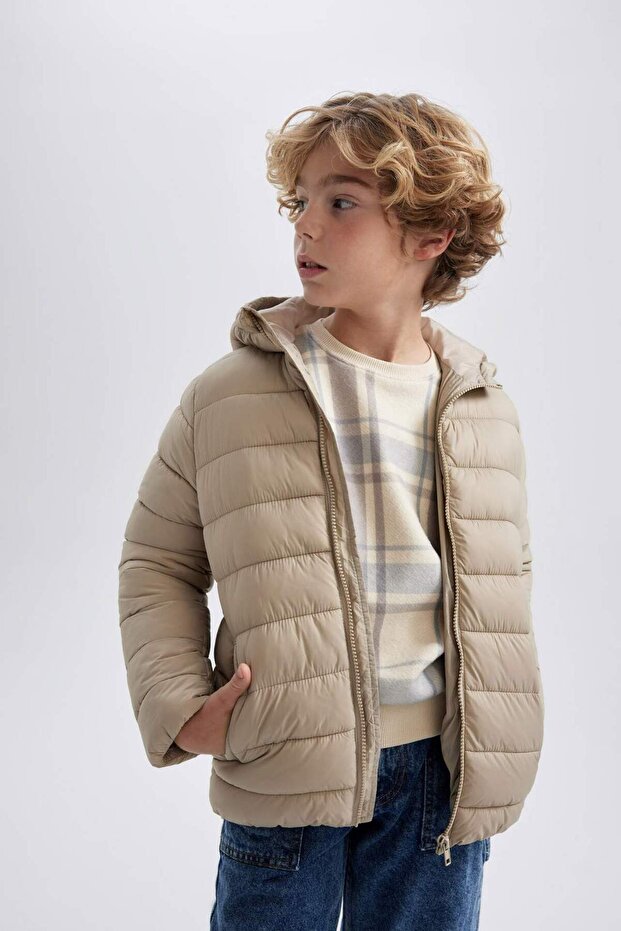 Erkek Çocuk Su İtici Kapüşonlu Basic Düz Şişme Mont B1824A824SP - 4