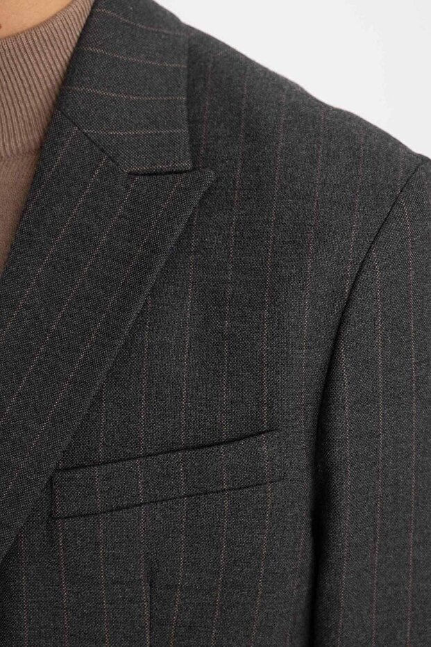 Striped Button Lined Blazer Jacket B0151Ax23Wn - 8