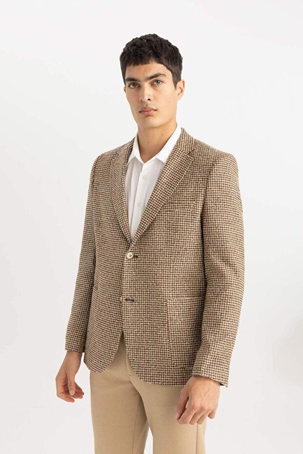 Modern Fit Jacket Collar Pattern Buttoned Lined Blazer Jacket B0070Ax23Wn - 7